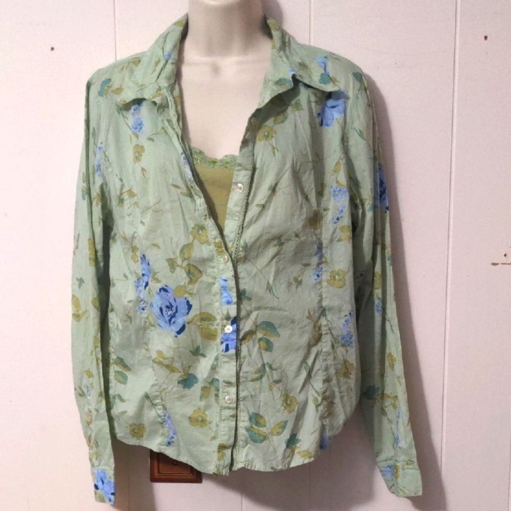 At Last Classics Vintage Button Down Shirt And Cami Set Size Medium